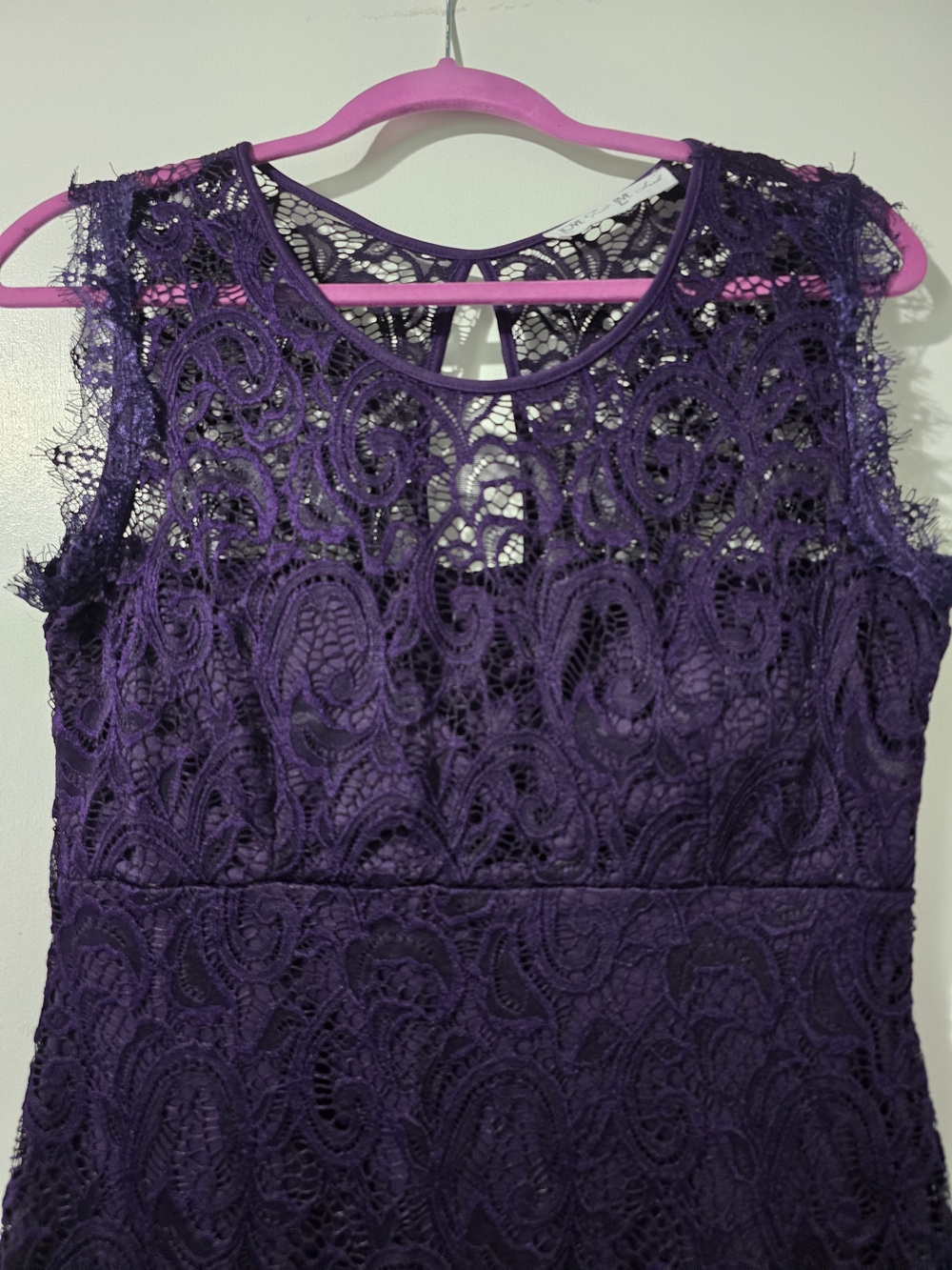 Elegant Sleeveless Purple Lace Dress